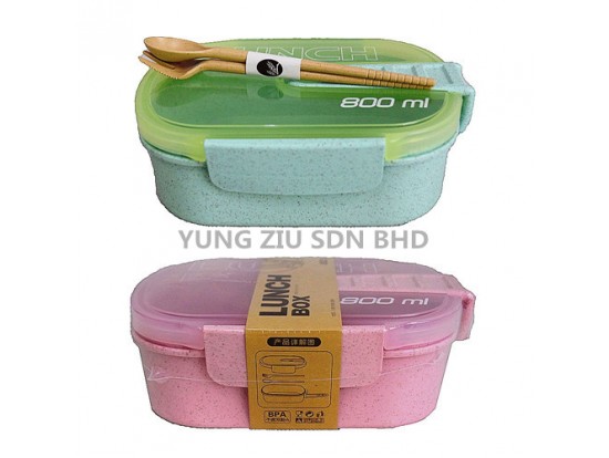 1212#800ML WHEAT STRAW HANDLE PLASTIC LUNCH BOX 